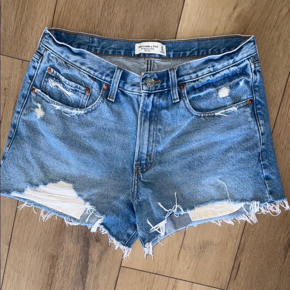 Abercrombie & Fitch Denim Blue Distressed Women's Shorts